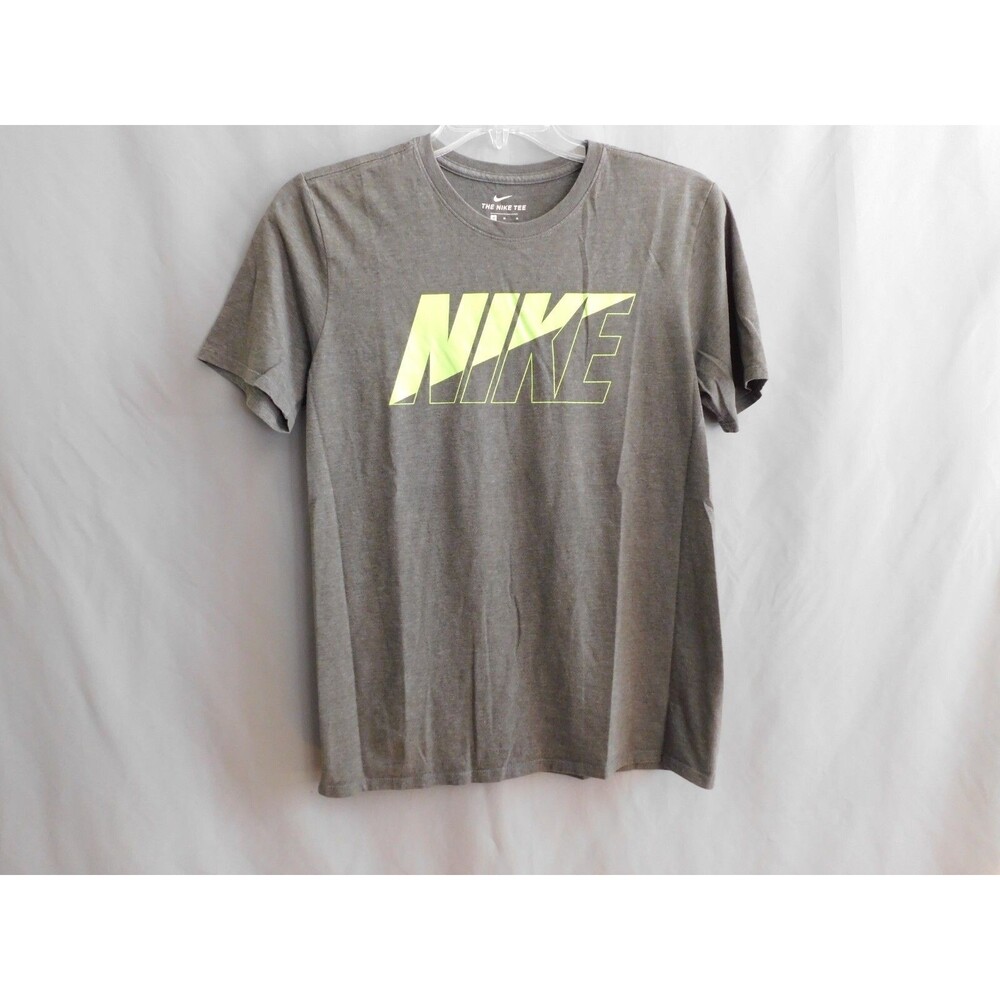 Nike T-Shirt M Men's Gray & Green The Nike Tee Athletic Cut Shirt Size Medium